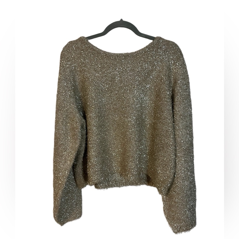An Anthropologie metallic gold knit sweater in size 3X